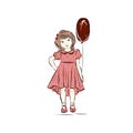 Girl with dark red ballon